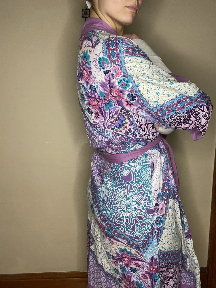 Soft Surroundings Purple Patchwork Robe - Picture 3 of 13